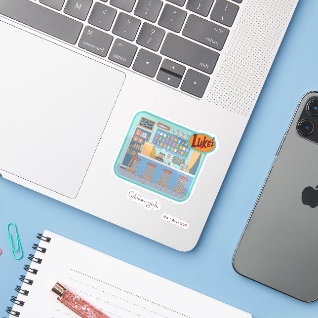 Sticker Gilmore Girls | Luke's Diner Graphic (Ordinateur portable avec iPhone)