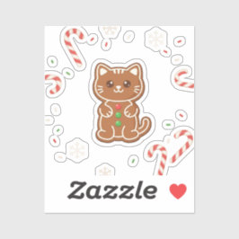 Sticker Gingerbread Cat — Cute Christmas Cookie Cat 