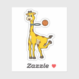 Sticker Girafe au basket-ball avec cerceau de basket-ball