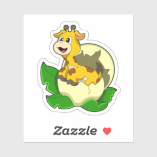 Sticker Girafe aux feuilles et oeufs