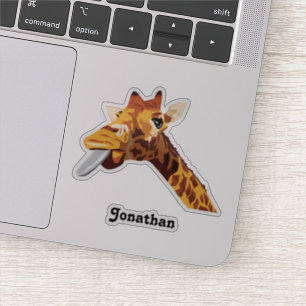 Sticker Girafe avec la langue pourpre et votre vinyle