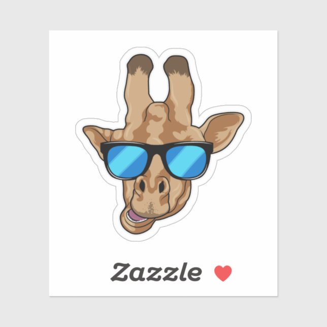 Sticker Girafe avec lunettes de soleil (Feuille)