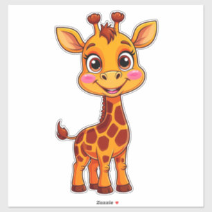 Sticker Girafe de dessin animé mignon debout avec joie