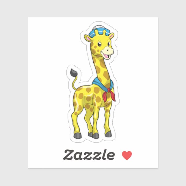 Sticker Girafe en voile avec casquette de voile (Feuille)