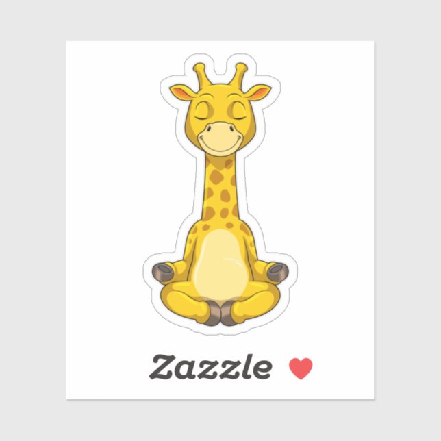 Sticker Giraffe à la méditation de Yoga (Feuille)