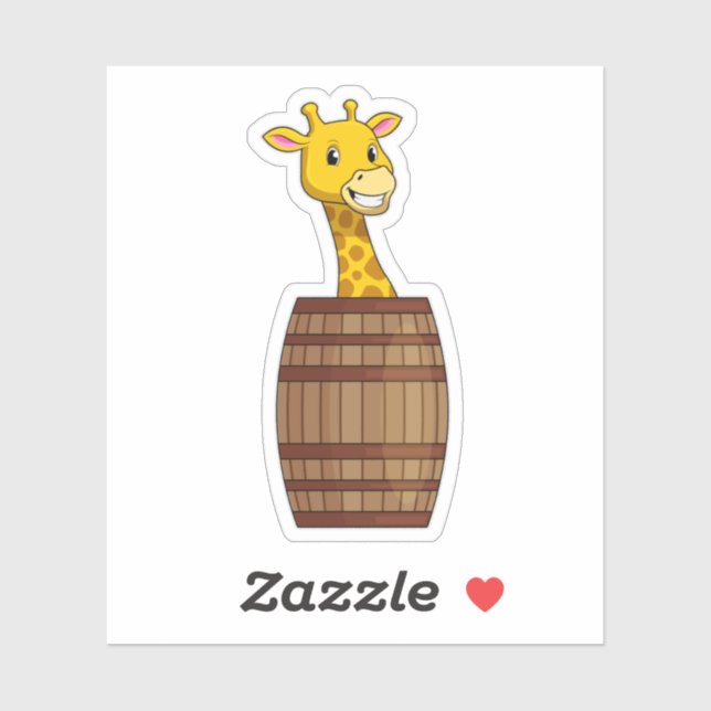 Sticker Giraffe avec tonneau (Feuille)