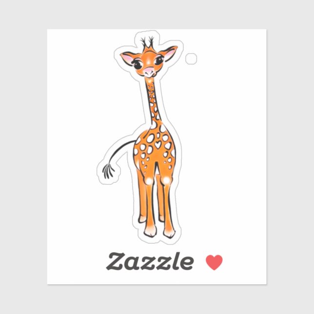 Sticker Giraffe Bébé mignonne, animaux de safari (Feuille)