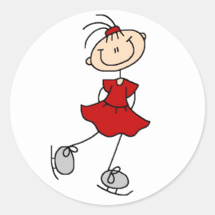 Sticker Girl In Red Ice Skater