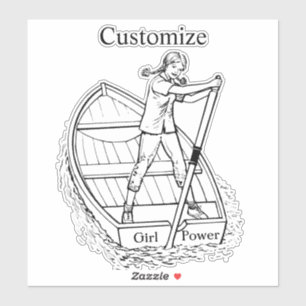 Sticker Girl Power Sculling Boat Thunder_Cove 