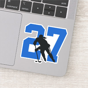 Sticker Girls Blue Custom Hockey Player Numéro