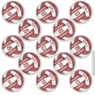 Sticker girly maron blanc volley-ball personnalisation nom