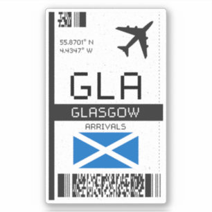 Sticker GLA Glasgow Boarding Pass - Scotland Travel