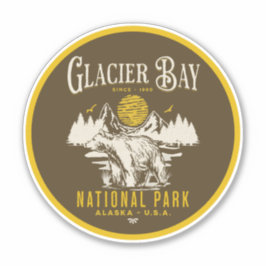 Sticker Glacier Bay National Park Retro Nature Scene