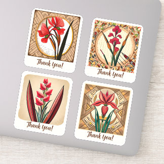 Sticker Gladiolus Fleurs Super Retro Personnalisé
