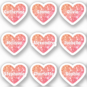 Sticker Glam Girly Red Orange Parties scintillant Hearts N