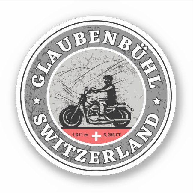 Sticker Glaubenbüelen pass Suisse alpes moto tour (Devant)