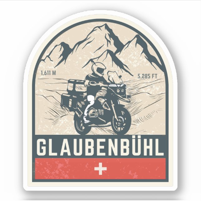 Sticker Glaubenbüelen pass Suisse alpes moto tour (Devant)