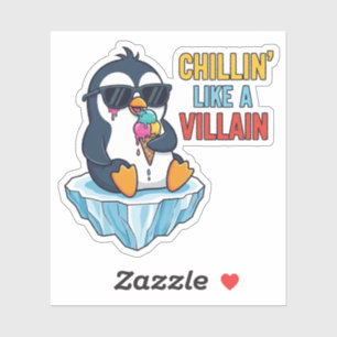 Sticker Glisser comme un méchant – Glace au penguin cool