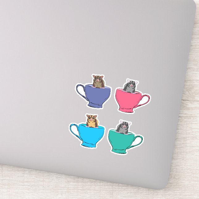 Sticker Glisseurs de sucre dans les tasses à thé mou (Détail)