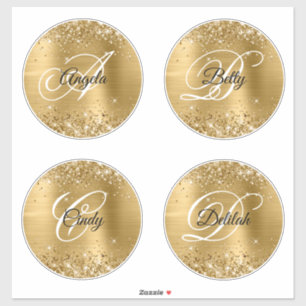 Sticker Glittery Gold 6" Cercles Fancy Monogramme