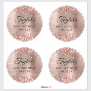 Sticker Glittery Rose Gold 6" Cercles 40e anniversaire
