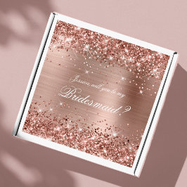 Sticker Glittery Rose Gold Bridesmaid boîte cadeau
