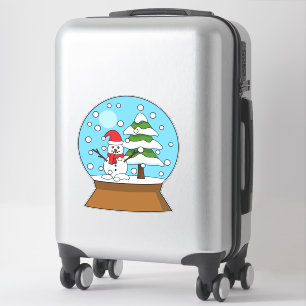 Sticker Globe de neige avec Snowman et Pine Tree