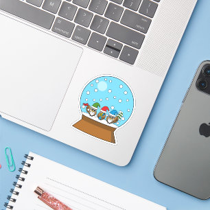 Sticker Globe des neiges avec trois Chouettes Gnomes