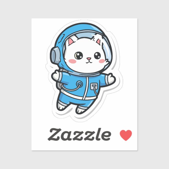 Sticker Glossy Transparent -Cute Astronaut Cat 2x2 (Feuille)