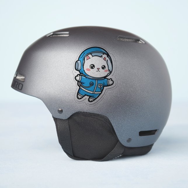 Sticker Glossy Transparent -Cute Astronaut Cat 4x4 (Côté casque)