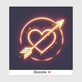 Sticker glowing image of a heart with cupid's arrow