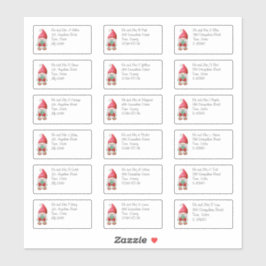 Sticker Gnome de Noël mignon Nom et adresse individuels