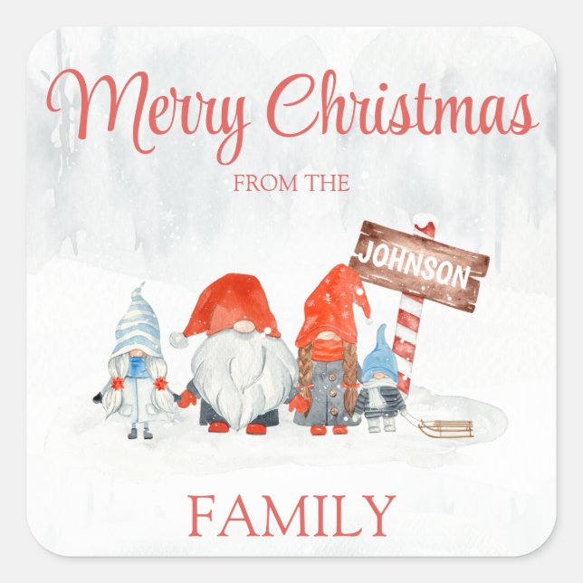 Sticker Gnome Family Four Christmas (Devant)
