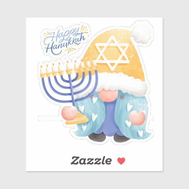 Sticker Gnome joyeux Hanouka (Feuille)
