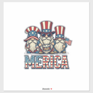 Sticker Gnome Patriote Merica Design Vectoriel Vintage_1