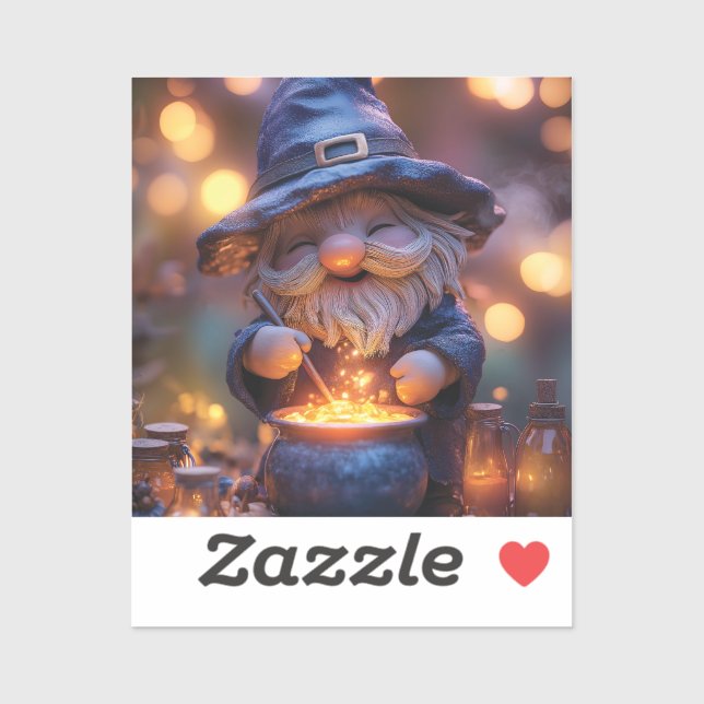Sticker Gnome souriant Stirring Magic Pot (Feuille)