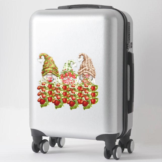 Sticker Gnomes de fraises un champ de fraises 14"x14" (Sur valise)