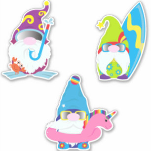 Sticker Gnomes sur vacances d'été amusant
