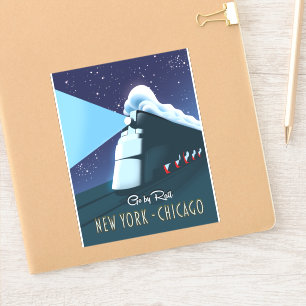 Sticker "Go by rail" New York - Chicago