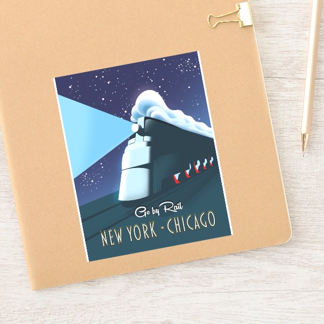 Sticker "Go by rail" New York - Chicago (Carnet)