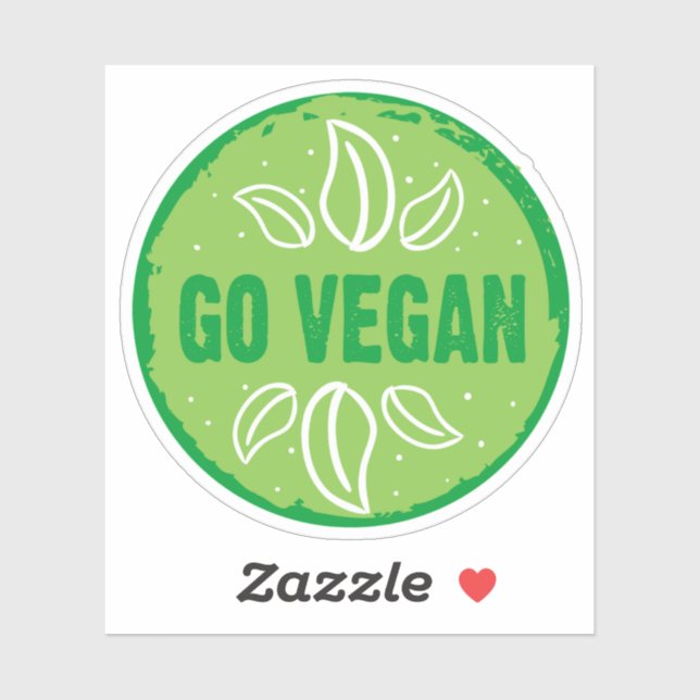 Sticker Go Vegan, végétalien, végétarien, (Feuille)