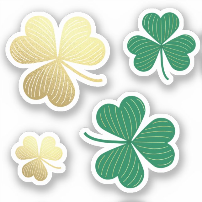 Sticker Gold and Green Shamrock Bonne St Patrick's Day (Recto)