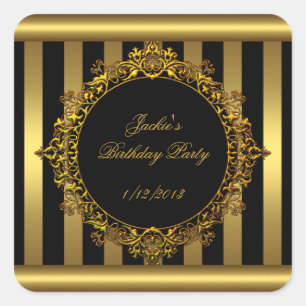 Sticker Gold Black Strip Geburtstagsparty