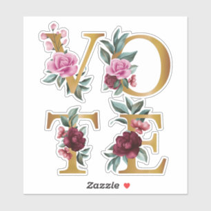 Sticker Gold Burgundy Floral Élégante Feminine Go Vote