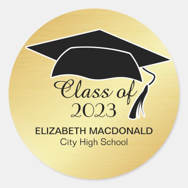 Sticker Gold Graduation Black Mortar Board 2020 (Devant)