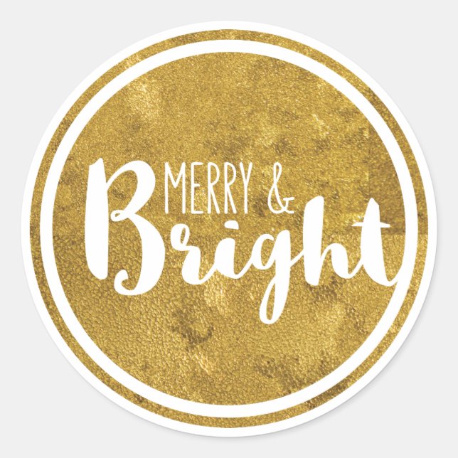 Sticker Gold, Joyeux et Lumineux Holiday (Devant)