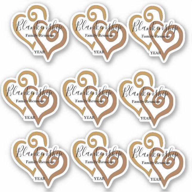 Sticker Gold Linked Heart Art Famille Modèle de réunion (Devant)