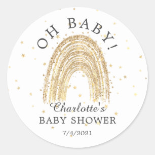 Sticker Gold Rainbow Oh Baby Favor moderne