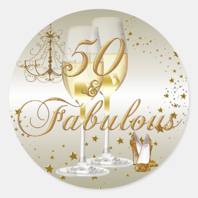 Sticker Gold Sparkle 50 & Fabuleux Anniversaire (Devant)