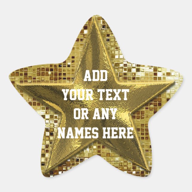 Sticker Gold Star customisé Sur Sequins Or Star (Devant)